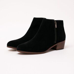 Sam Edelman Black Suede Side-Zip Ankle Booties Low Heel Petty 11
